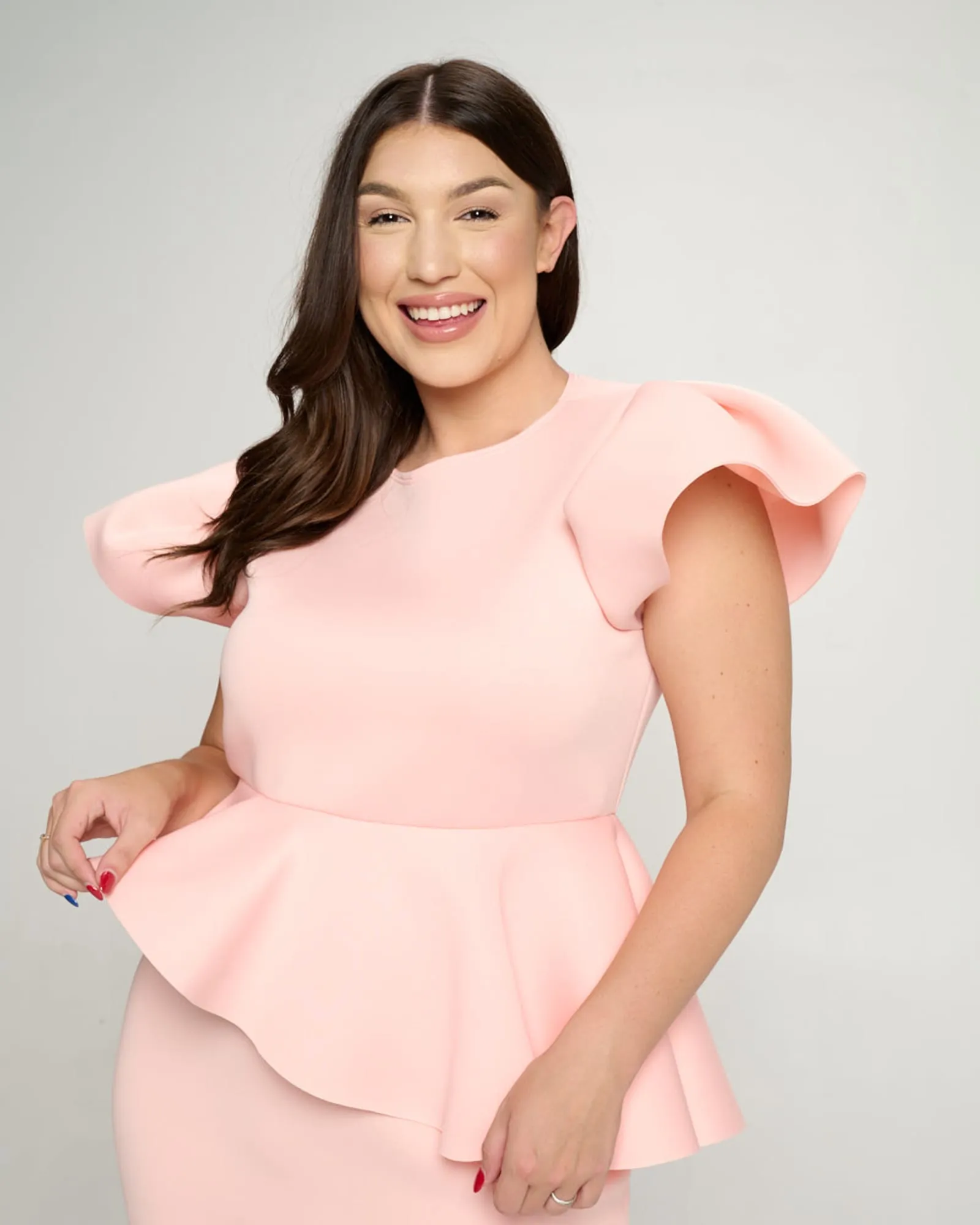 Calista Peplum Dress | Pink