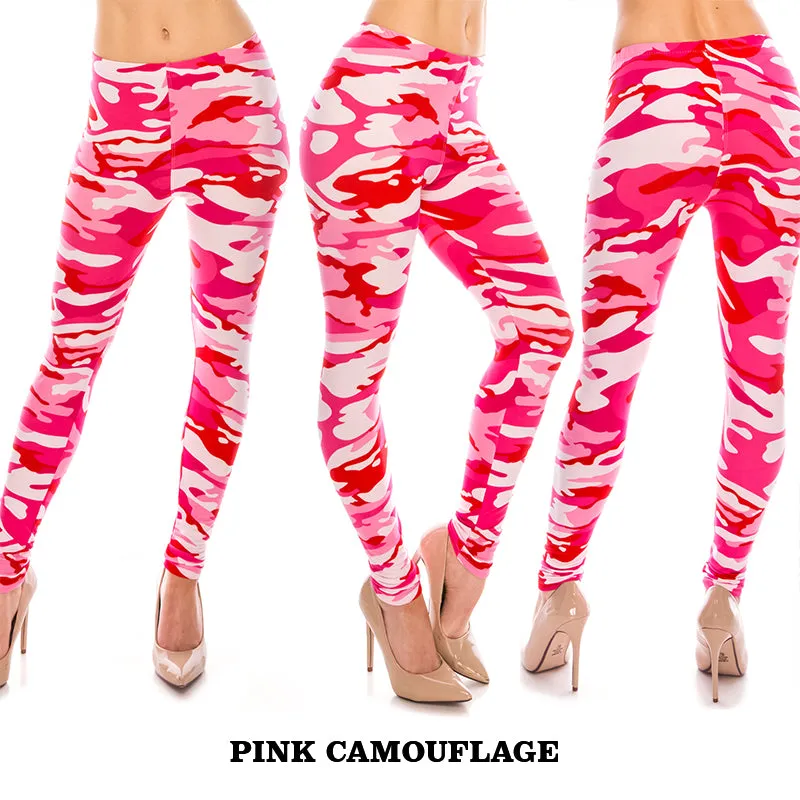 Camouflage Patterned Ultra Soft Leggings (Regular/Plus Size)