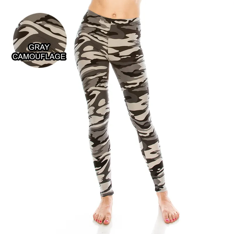 Camouflage Patterned Ultra Soft Leggings (Regular/Plus Size)