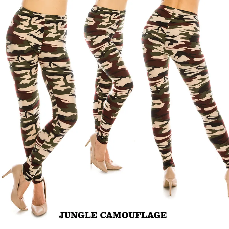 Camouflage Patterned Ultra Soft Leggings (Regular/Plus Size)