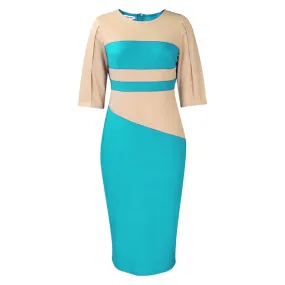 Cap Sleeves Chic Color-block Bodycon Dress