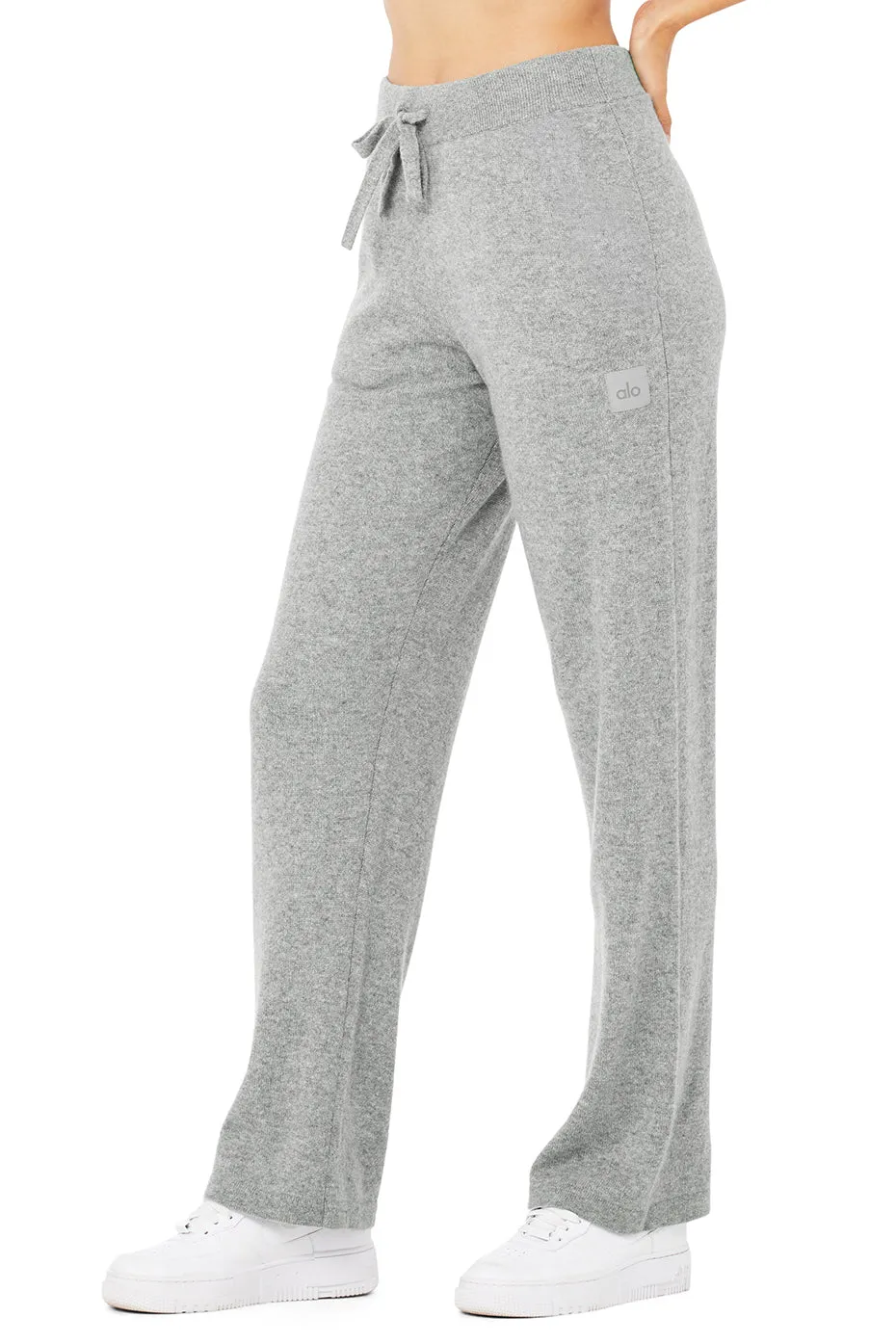 Cashmere High-Waist Jet Set Wide Leg Pant - Dove Grey Heather