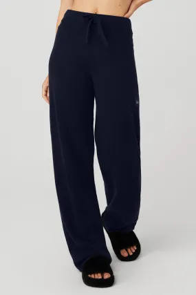 Cashmere High-Waist Jet Set Wide Leg Pant - Navy