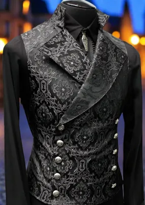 CAVALIER VEST - BLACK EDWARDIAN BROCADE