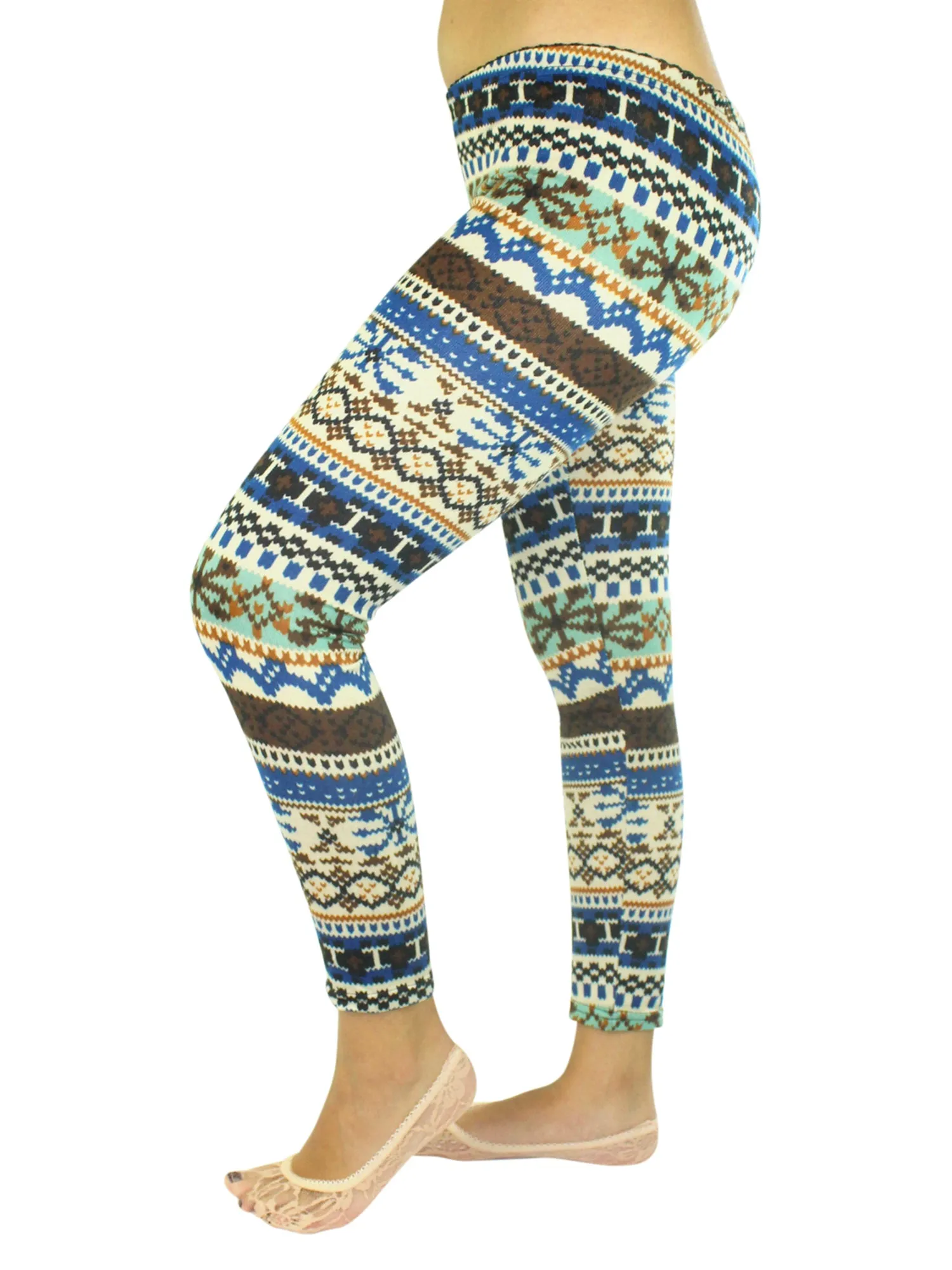 Colorful Holiday Snowflake Print Leggings