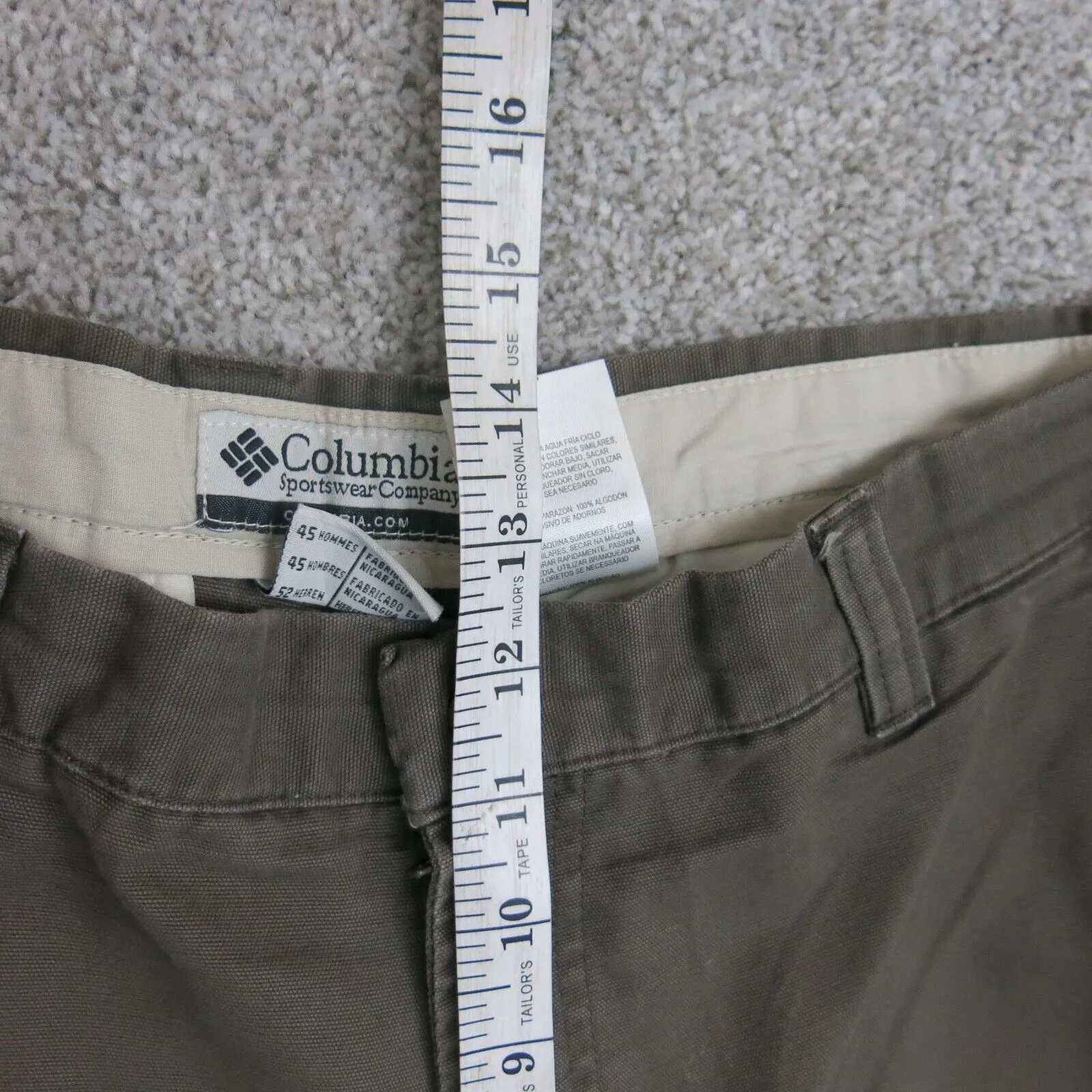 Columbia Men Casual Chino Pants Straight Leg High Rise Pocket Gray Brown Size 35