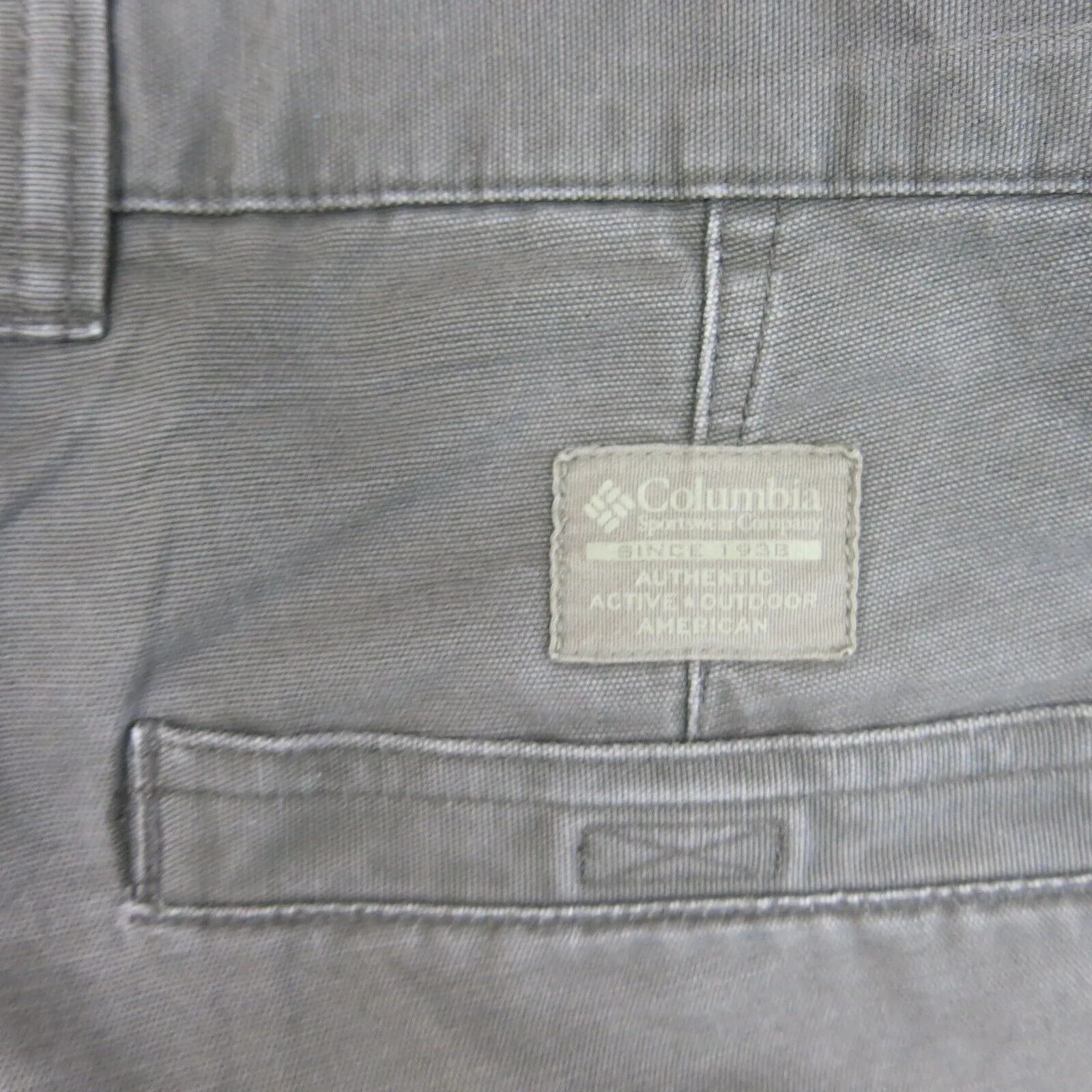 Columbia Men Casual Chino Pants Straight Leg High Rise Pocket Gray Brown Size 35