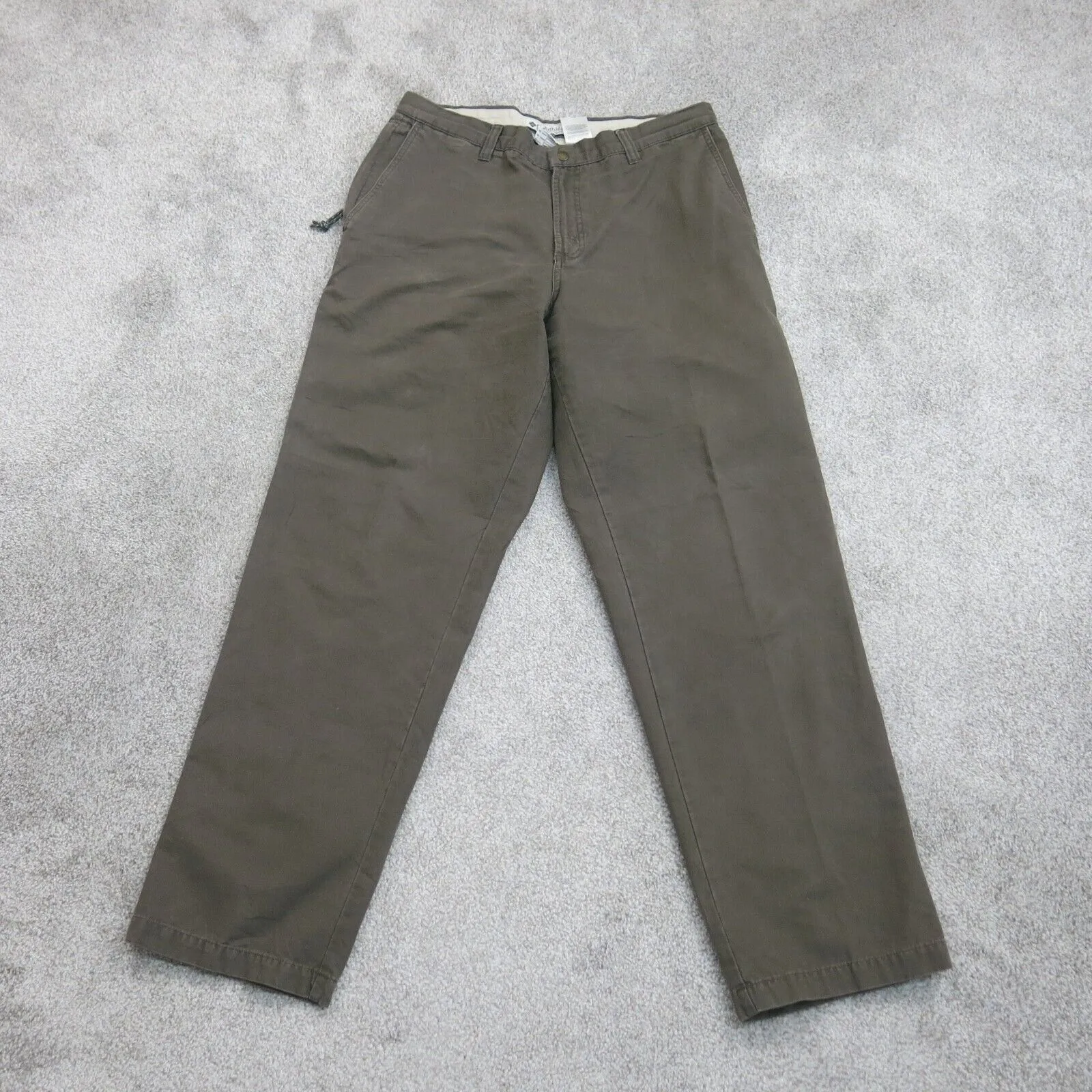 Columbia Men Casual Chino Pants Straight Leg High Rise Pocket Gray Brown Size 35