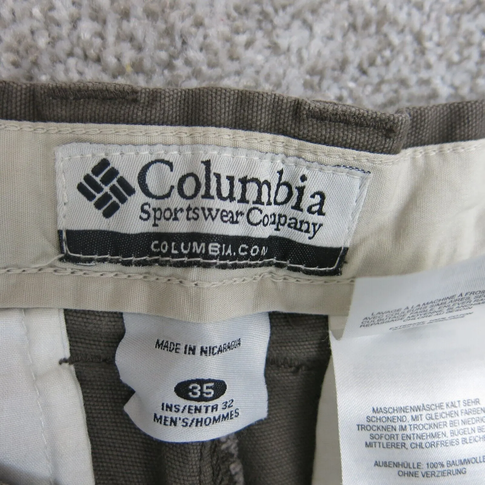 Columbia Men Casual Chino Pants Straight Leg High Rise Pocket Gray Brown Size 35