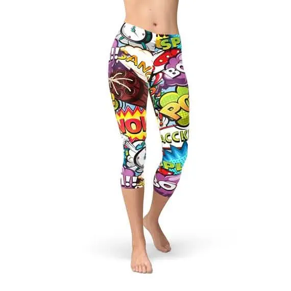 Comic Book Burst Women’s Stylish Capri Leggings