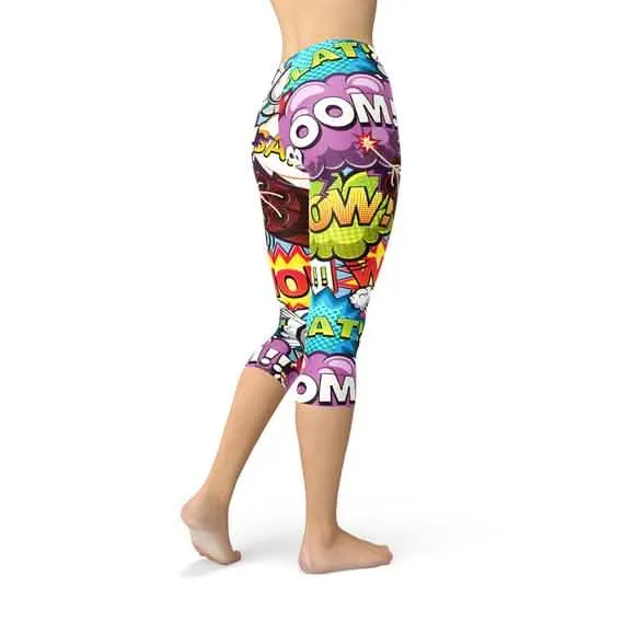 Comic Book Burst Women’s Stylish Capri Leggings