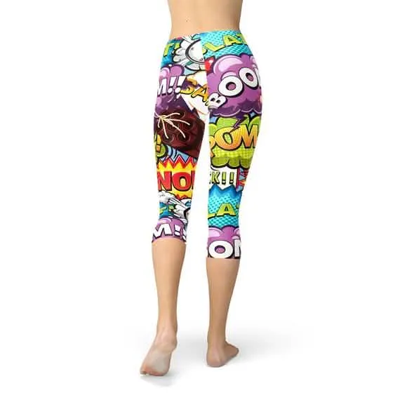 Comic Book Burst Women’s Stylish Capri Leggings