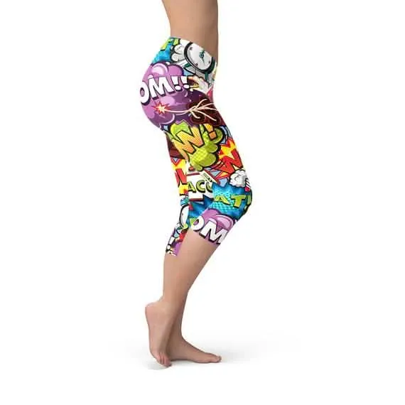 Comic Book Burst Women’s Stylish Capri Leggings