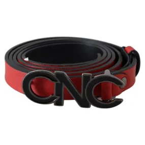 Costume National Elegant Red Leather Waist Belt