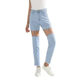 Cotton High Waist Ladies Denim Women Pants Jeans