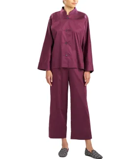 Cotton Sateen Essentials Mandarin PJ Chocolate Cherry