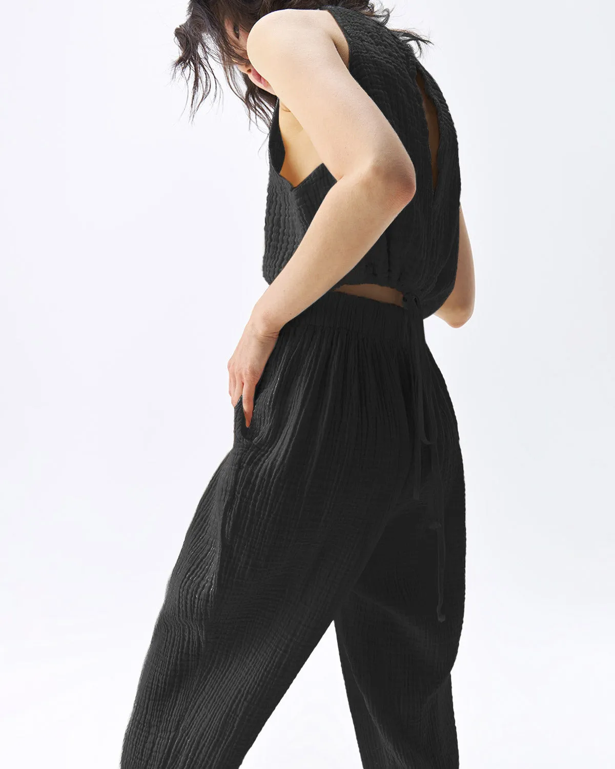 Crinkle Slouchy Pants Black