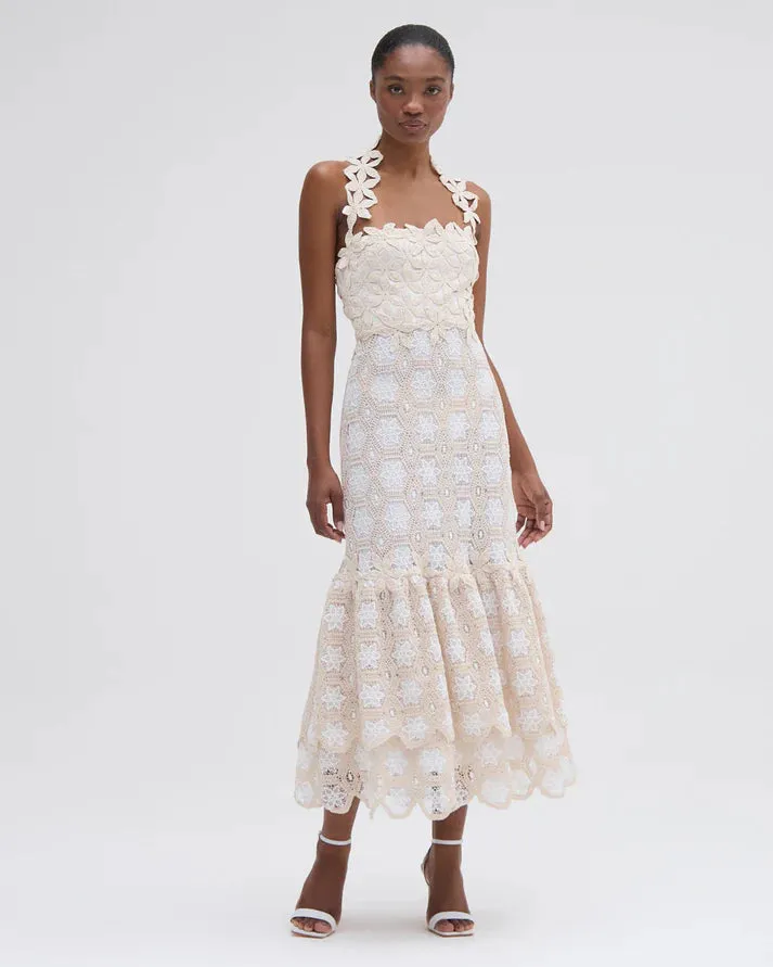 Crochet Midi Dress - Natural Off White