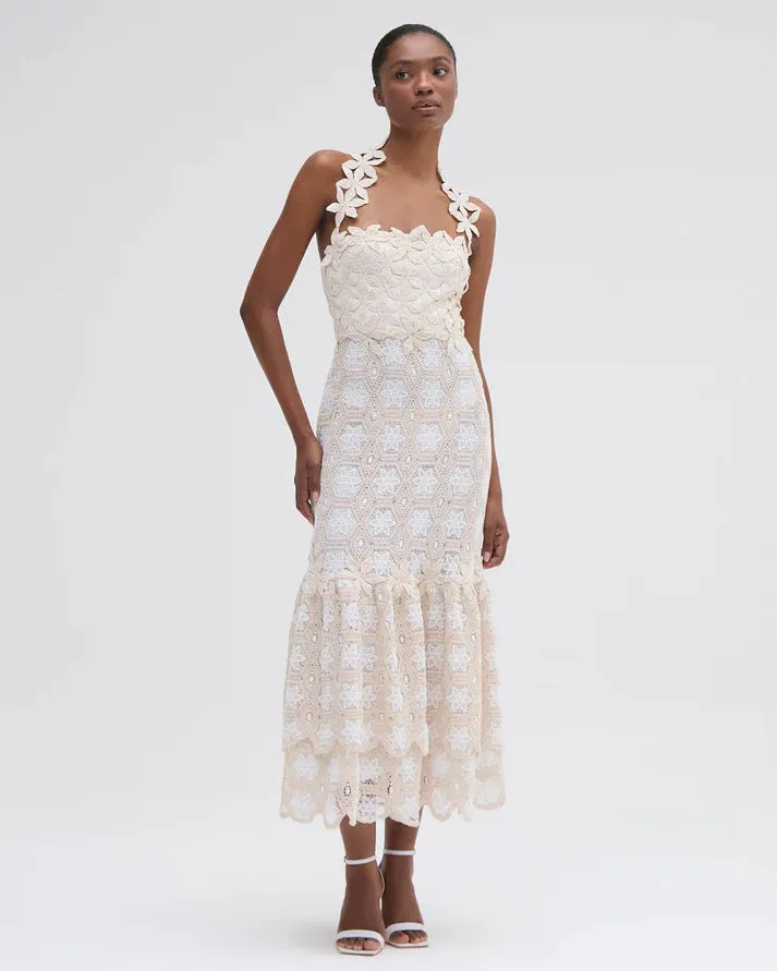 Crochet Midi Dress - Natural Off White