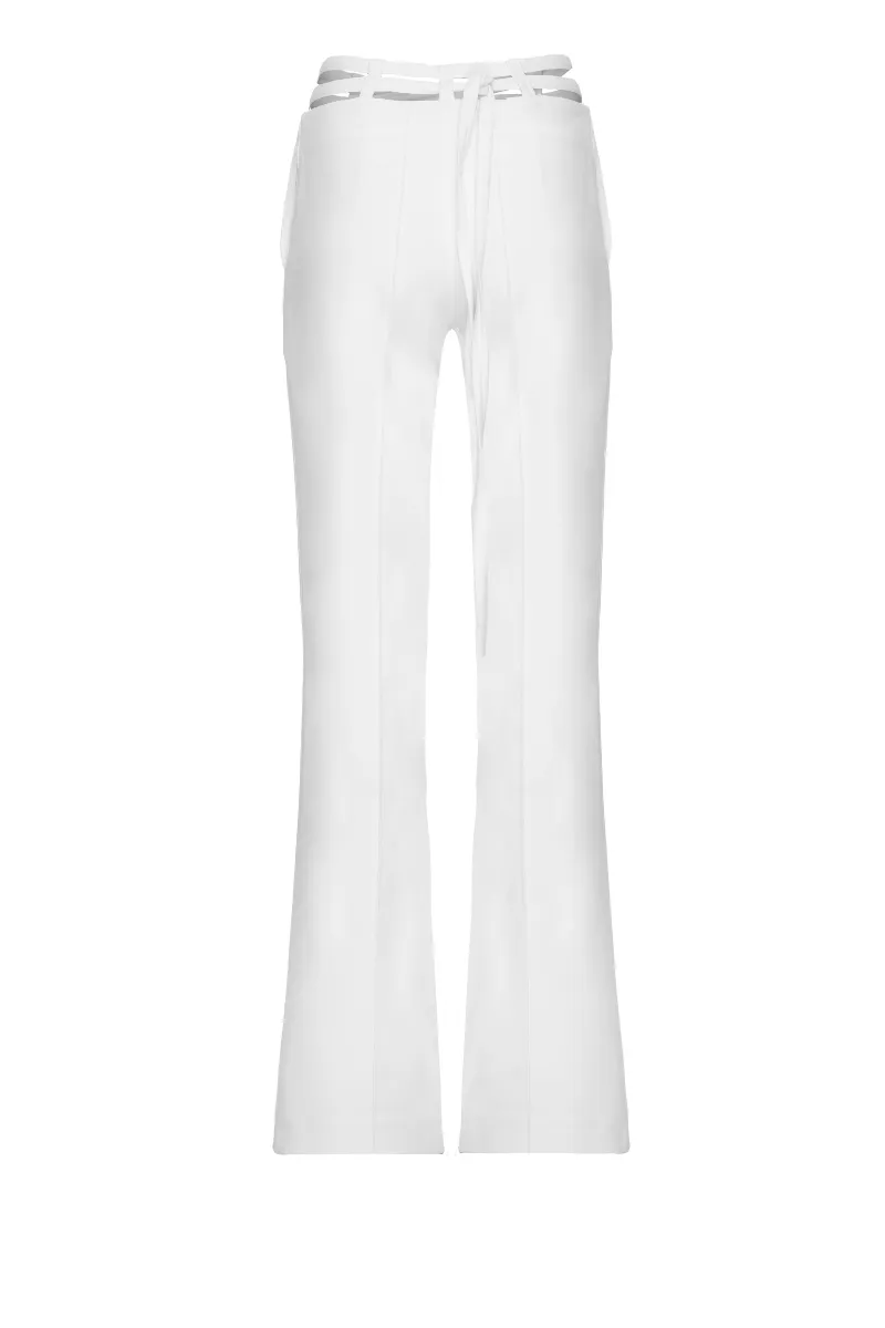 CUT-OUT WHITE TAILORED PANTS