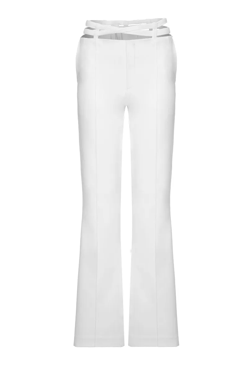 CUT-OUT WHITE TAILORED PANTS