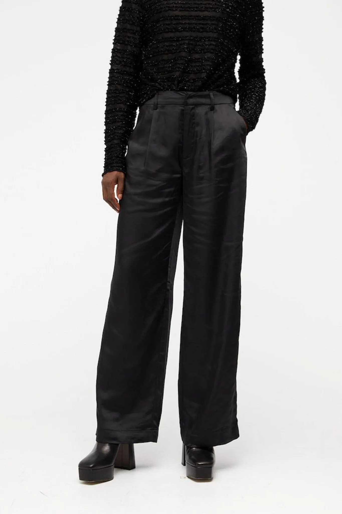 Debra Mid Waist Pants - Sort