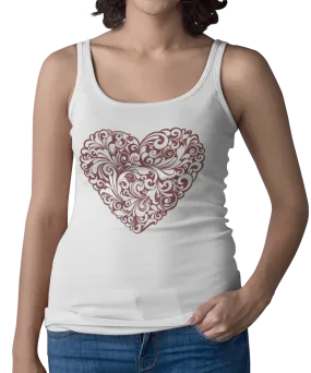 Decorative Heart Tattoo Design Adult Womens Vest Top