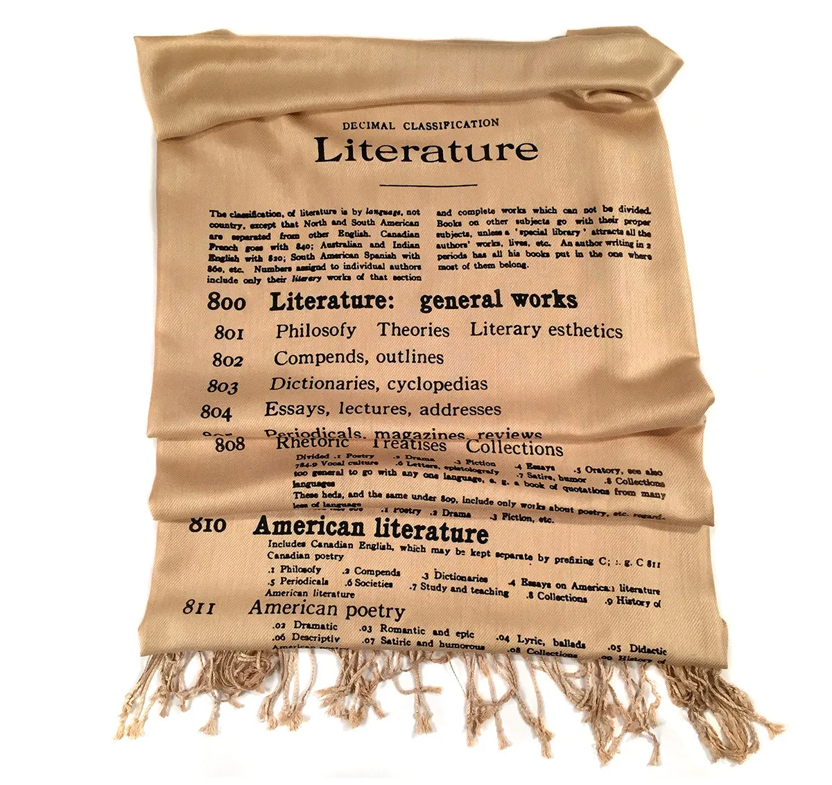 Dewey Decimal Literary Pashmina Scarf