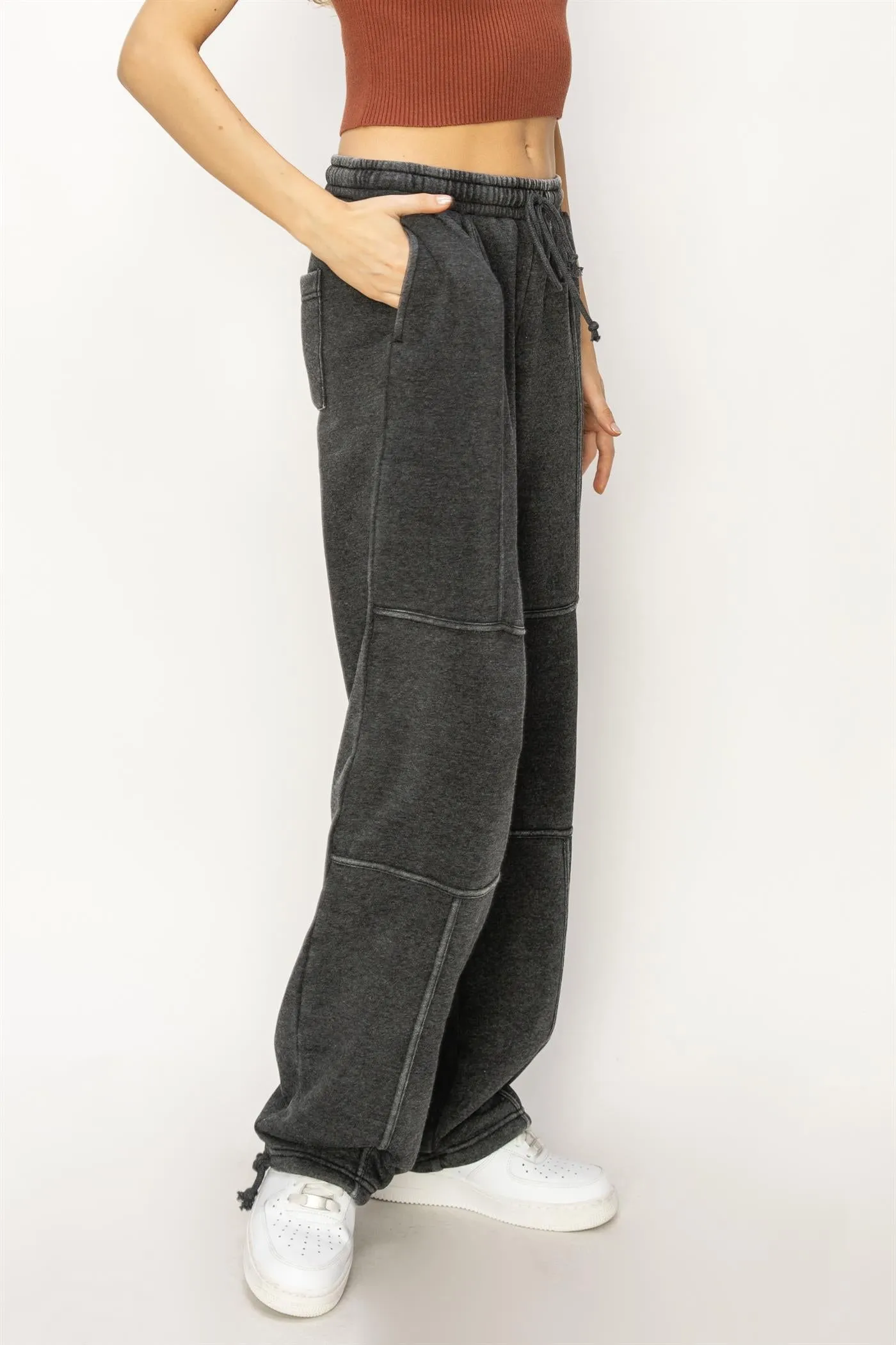 DZ24A840-High Waist Wide Leg Drawstring Pants