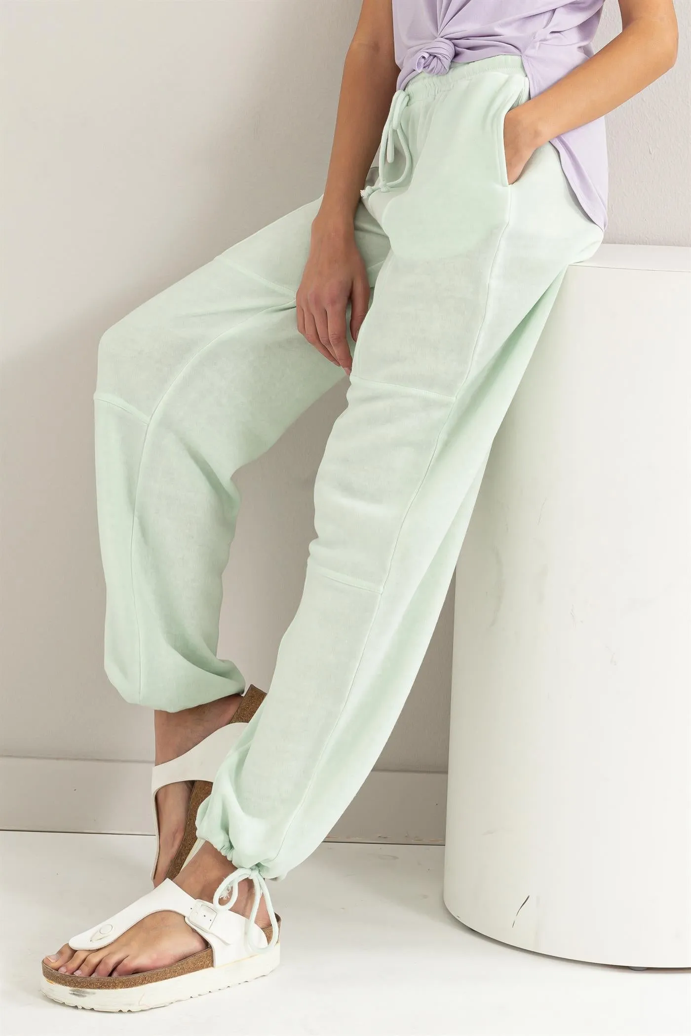 DZ24A840-High Waist Wide Leg Drawstring Pants