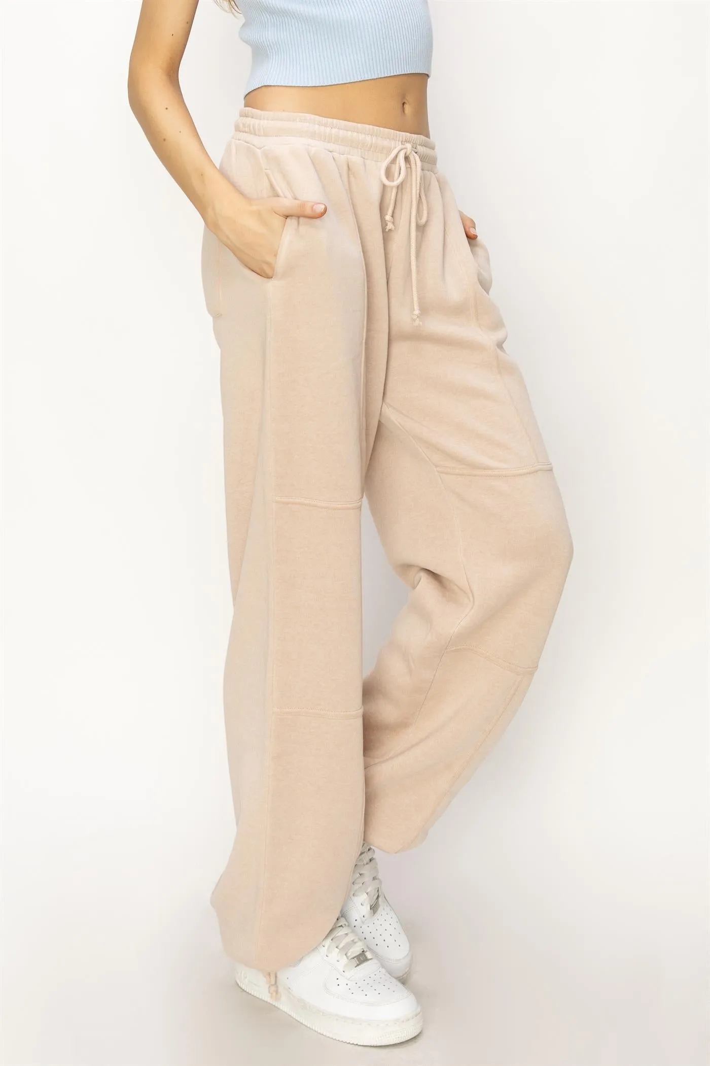 DZ24A840-High Waist Wide Leg Drawstring Pants