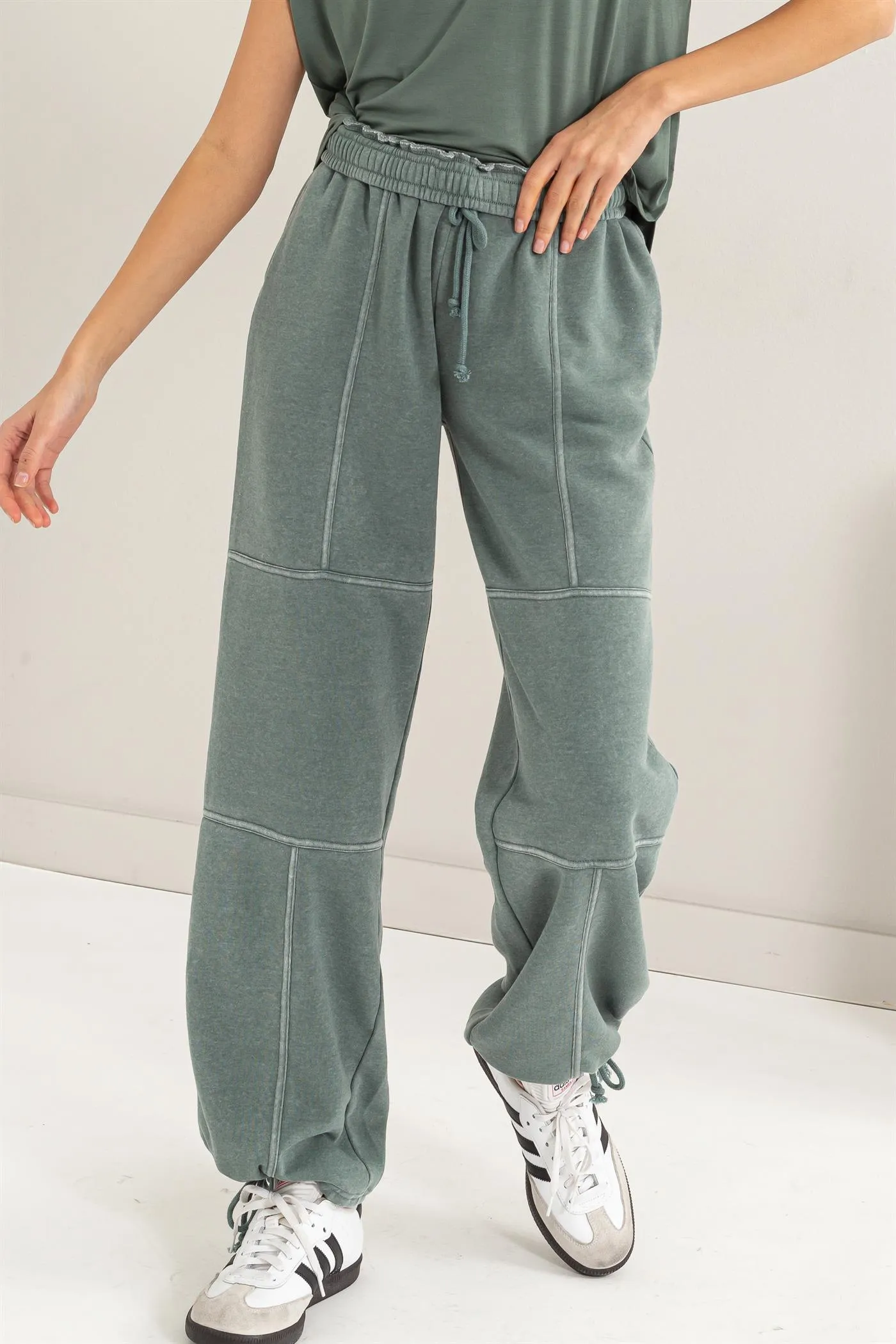 DZ24A840-High Waist Wide Leg Drawstring Pants