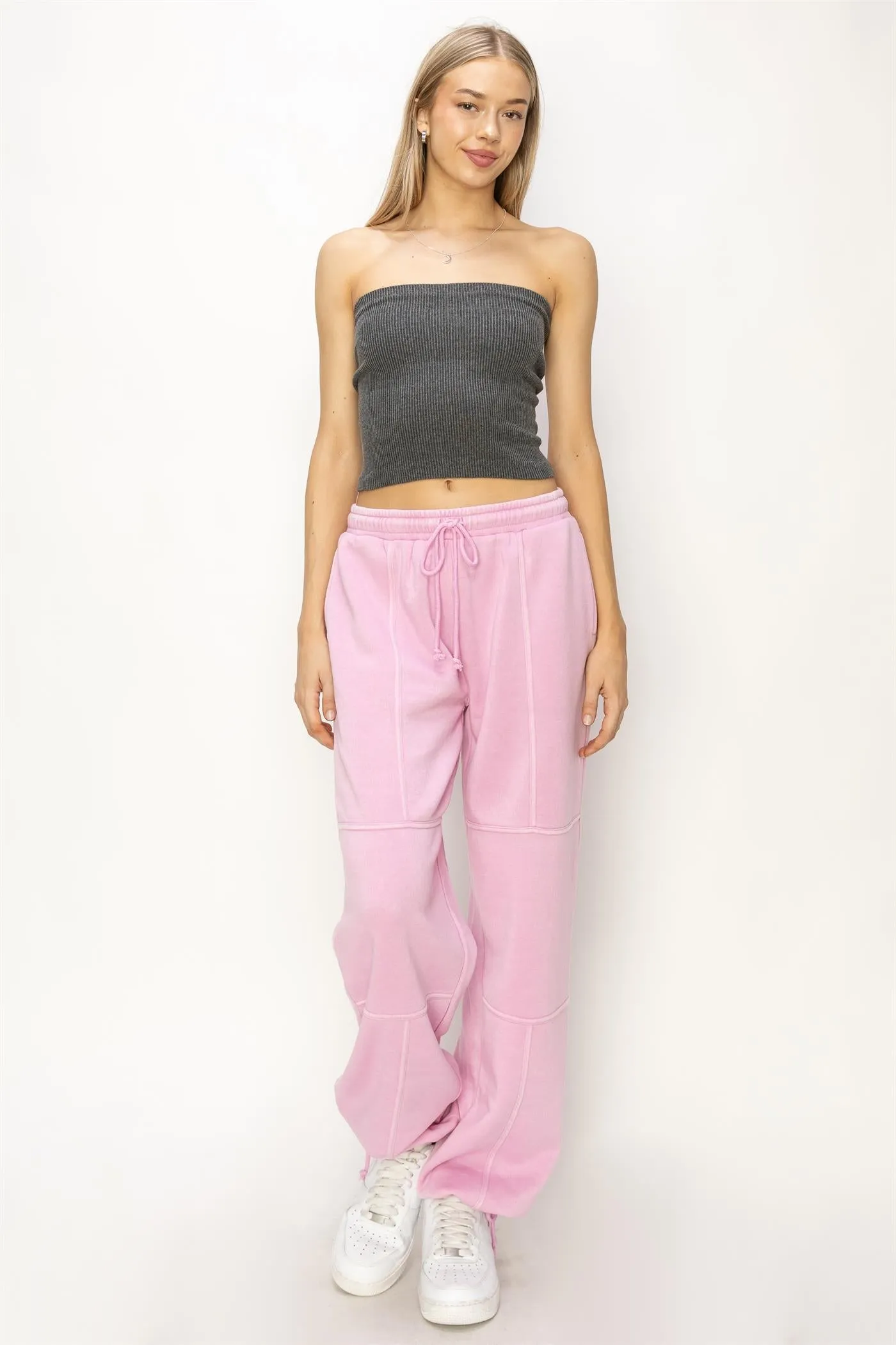 DZ24A840-High Waist Wide Leg Drawstring Pants