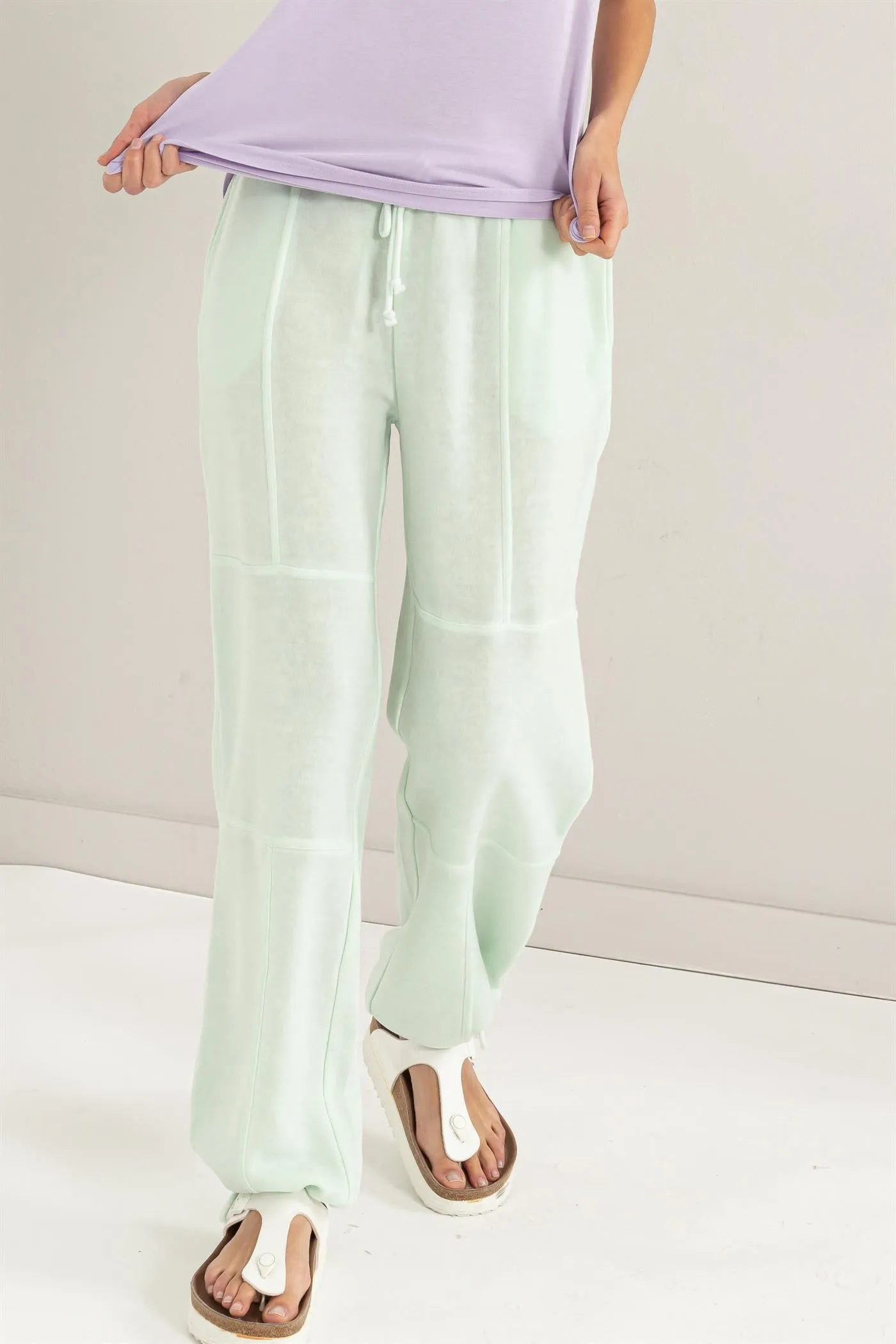 DZ24A840-High Waist Wide Leg Drawstring Pants