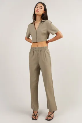 ELASTIC WAIST STRAIGHT LEG PANT