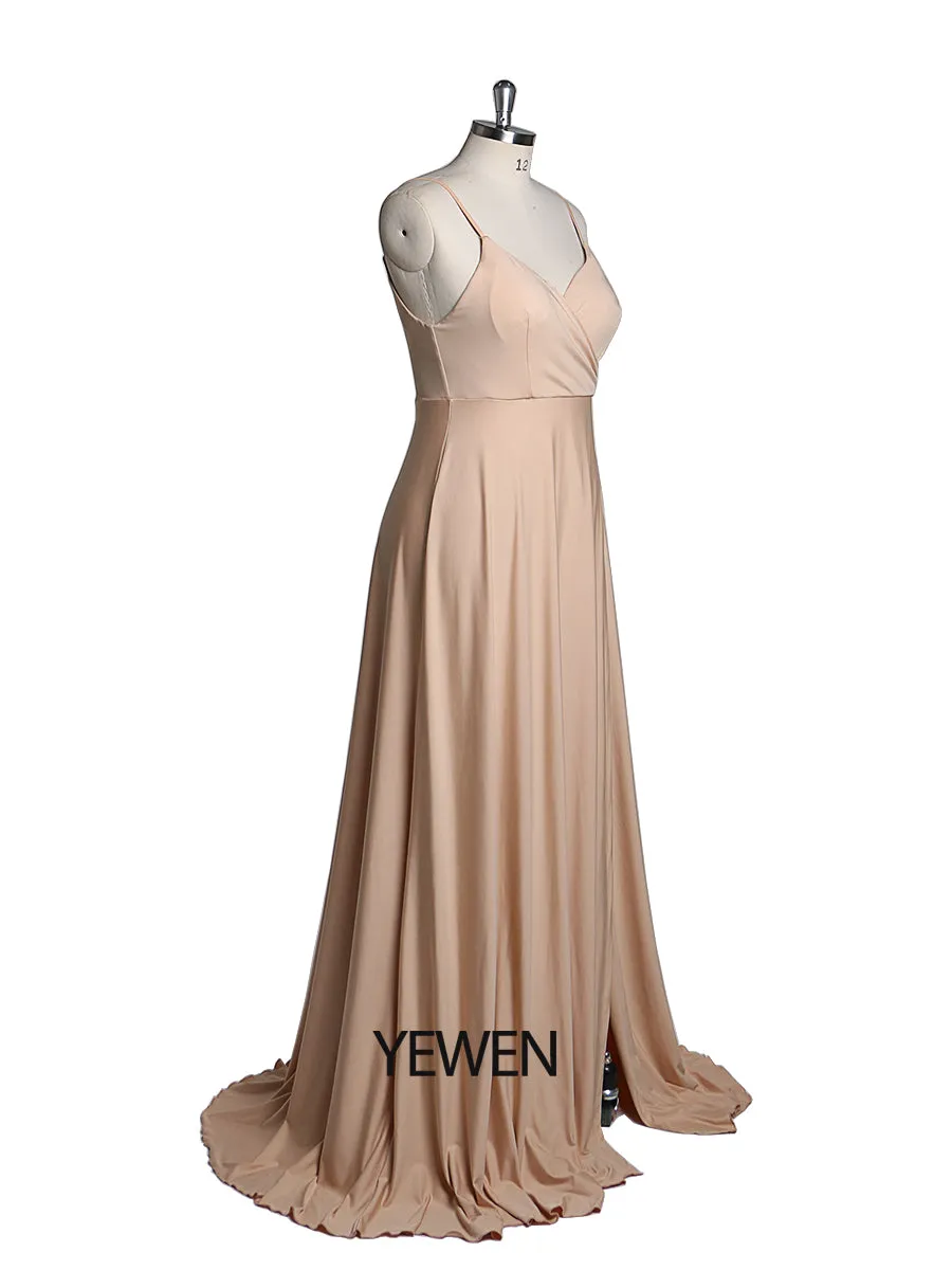 Elegant Women Elastic Evening Dress Spaghetti Strap Dresses Slim Fit Maternity Gown Custom Color YEWEN YW220105