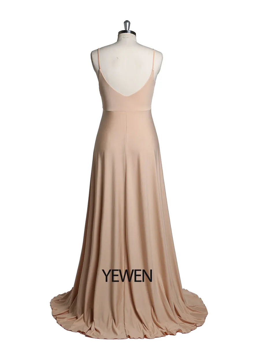 Elegant Women Elastic Evening Dress Spaghetti Strap Dresses Slim Fit Maternity Gown Custom Color YEWEN YW220105