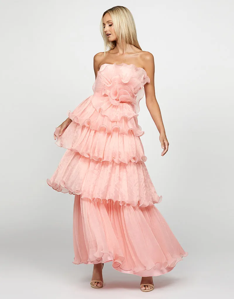 EMILS STRAPLESS FRILL TIERED GOWN B69D24L