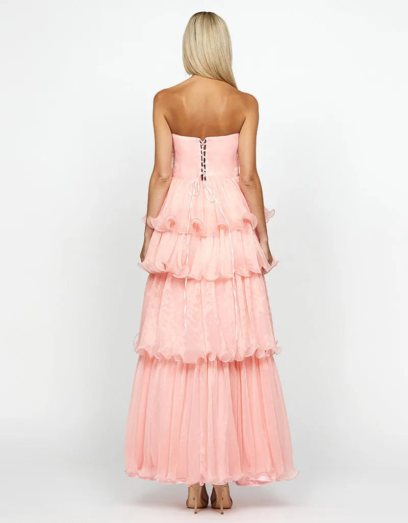 EMILS STRAPLESS FRILL TIERED GOWN B69D24L