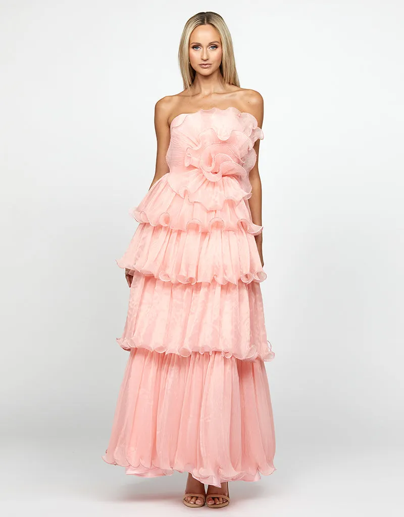 EMILS STRAPLESS FRILL TIERED GOWN B69D24L