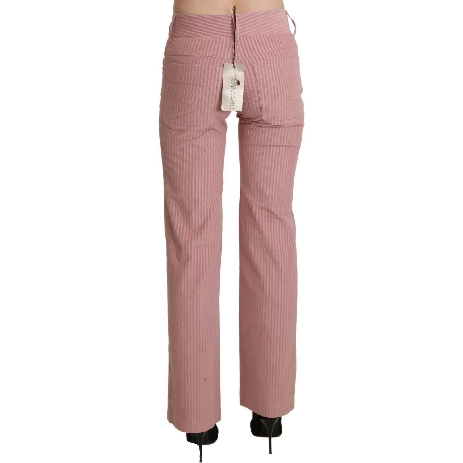 Ermanno Scervino Chic Pink Mid Waist Straight Trousers