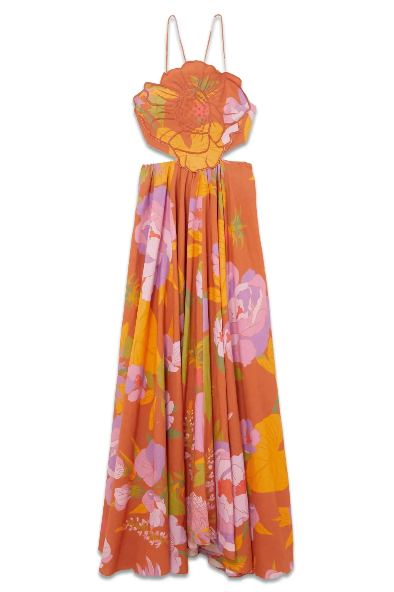 Farm Rio Embroidered Flower Top Maxi Dress Print Size XS / AU 8