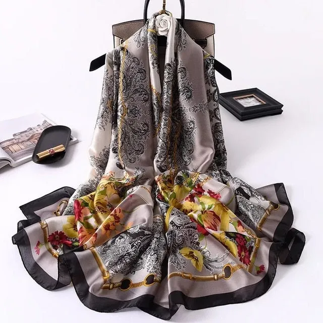 Fashion Silk Scarf Printed Bandana Shawl #LZ063