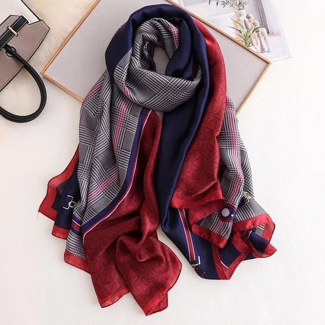 Fashion Silk Scarf Printed Bandana Shawl #LZ063