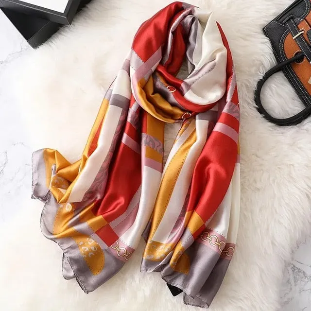 Fashion Silk Scarf Printed Bandana Shawl #LZ063