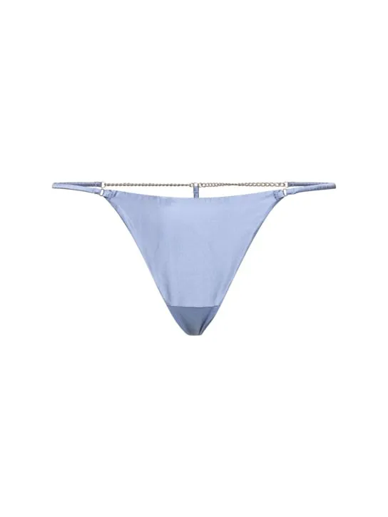 Fleur Du Mal   Chain luxe satin silk thong 