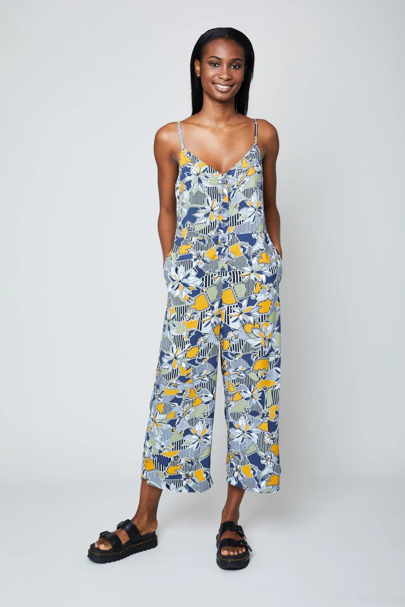 Geo Flora Print Jumpsuit