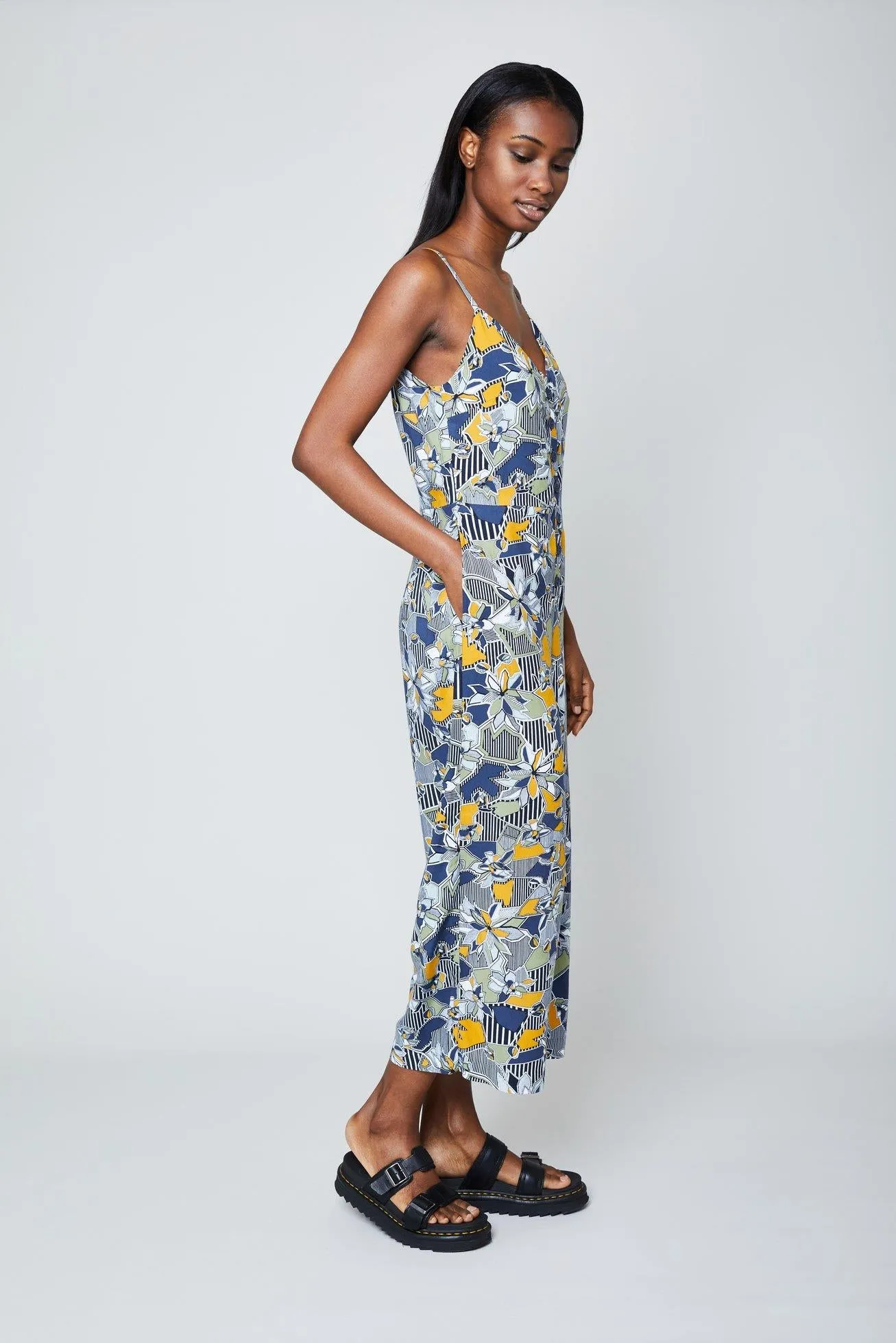 Geo Flora Print Jumpsuit