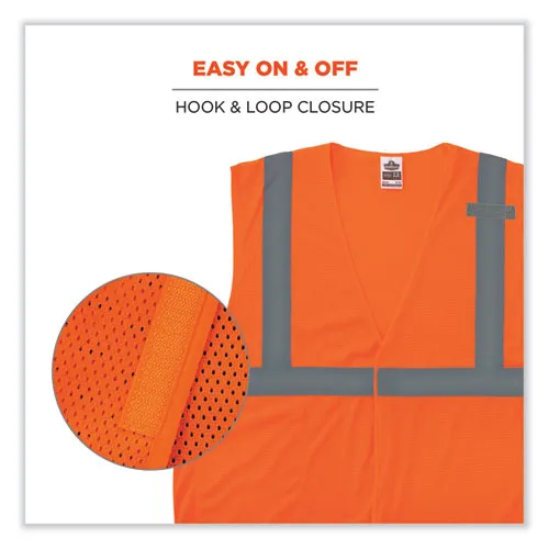 Glowear 8210hl Class 2 Economy Mesh Hook And Loop Vest, Polyester, Large/x-large, Orange, Ships In 1-3 Business Days