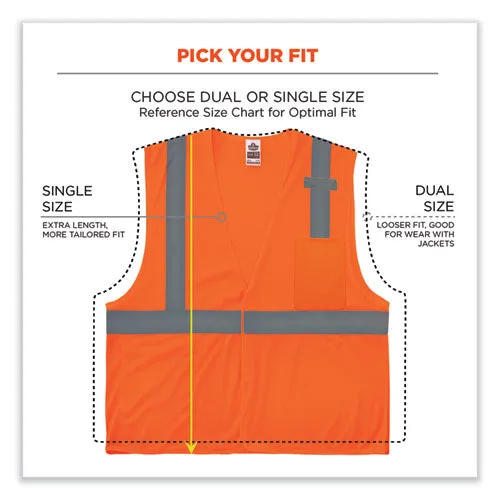 Glowear 8210hl-s Single Size Class 2 Economy Mesh Vest, Polyester, X-small, Orange, Ships In 1-3 Business Days